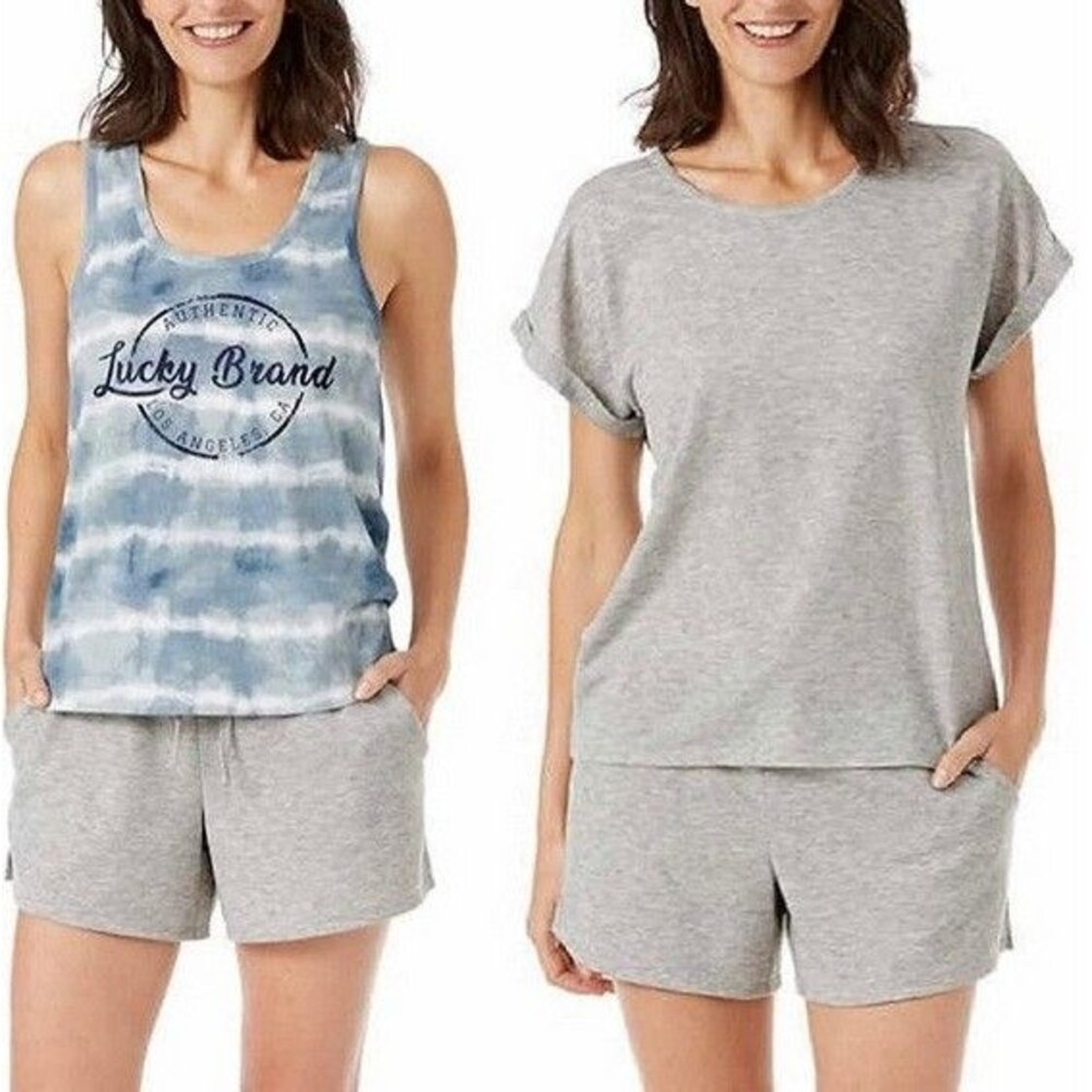 NWT Lucky Brand Womens Pajamas Set 3 Piece Heather Gray Sleepwear Size XS